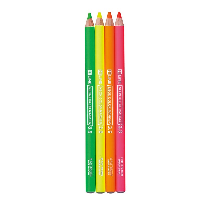 KUTSUWA Hi LiNE Highlighter Pencil, 4 brilliant fluorescent colors/set, 1 Set, Yellow, green, Pink, Orange (PA001) - Image 3
